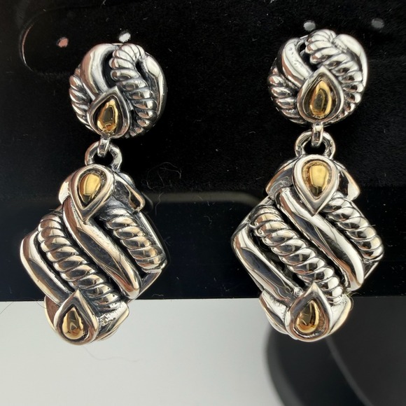 John Hardy Jewelry - JAI John Hardy Women OS Silver 14k Gold Woven Basketweave Drop Earrings